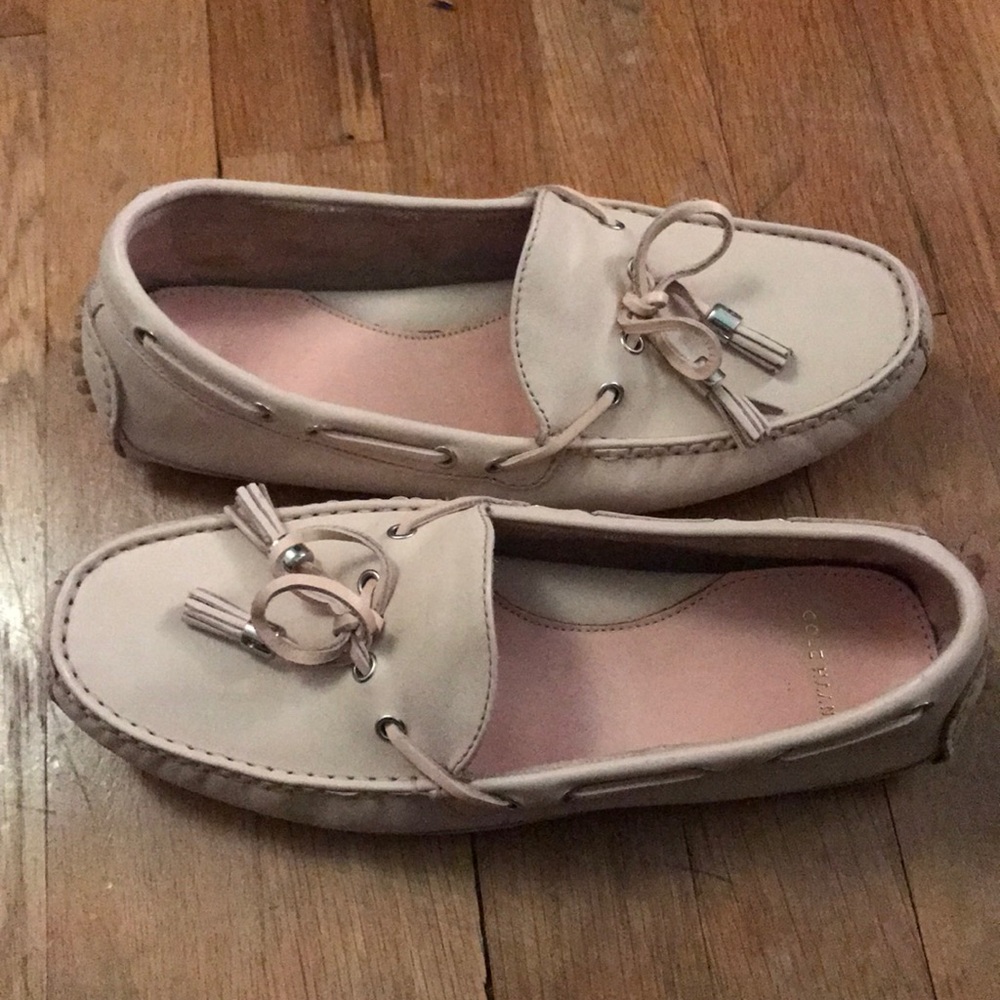 Cole Hann slip on grant loafers pink with tassel